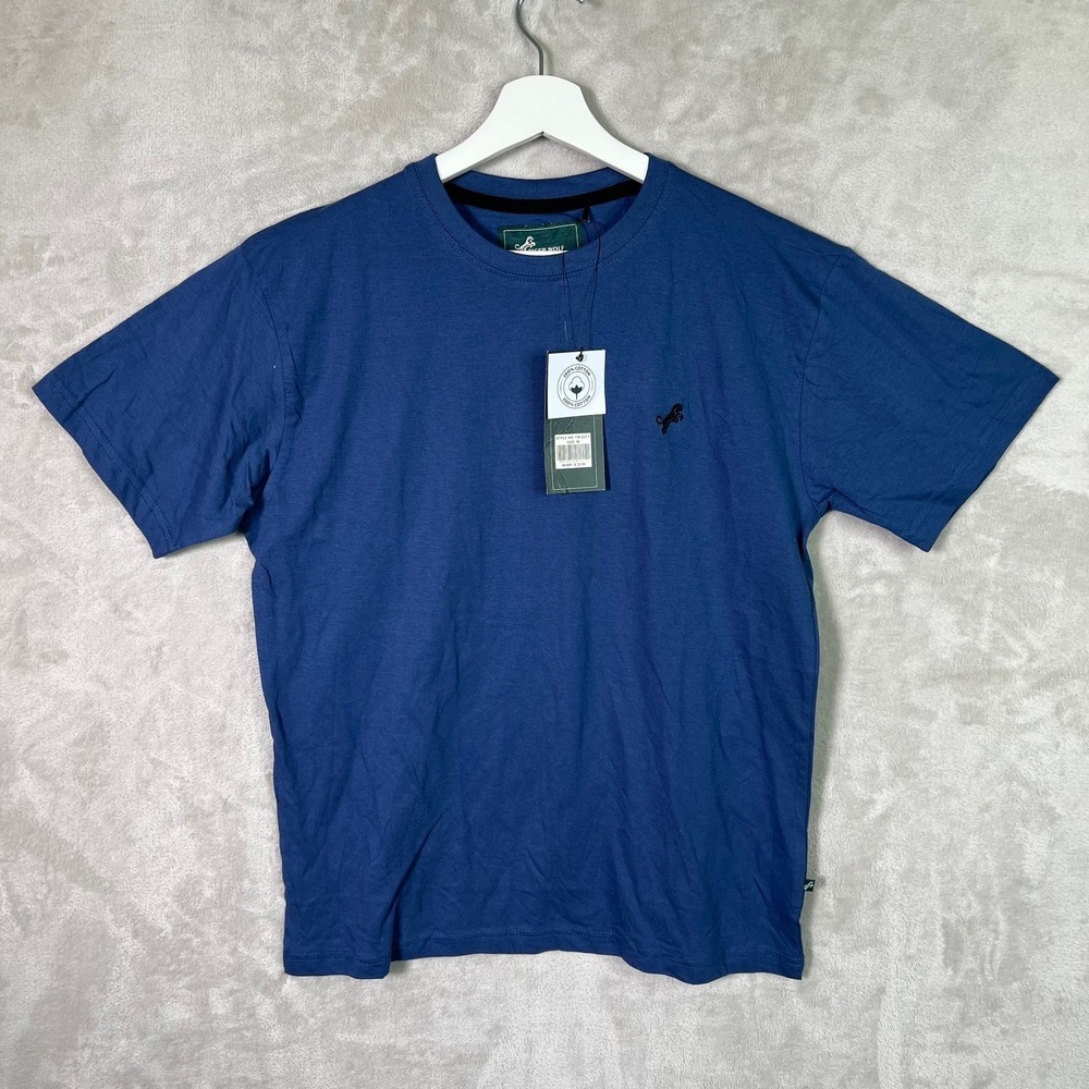 Tiger Wolf Crew Neck T Shirt Size M Mens Blue Cotton Basic Tee NWT